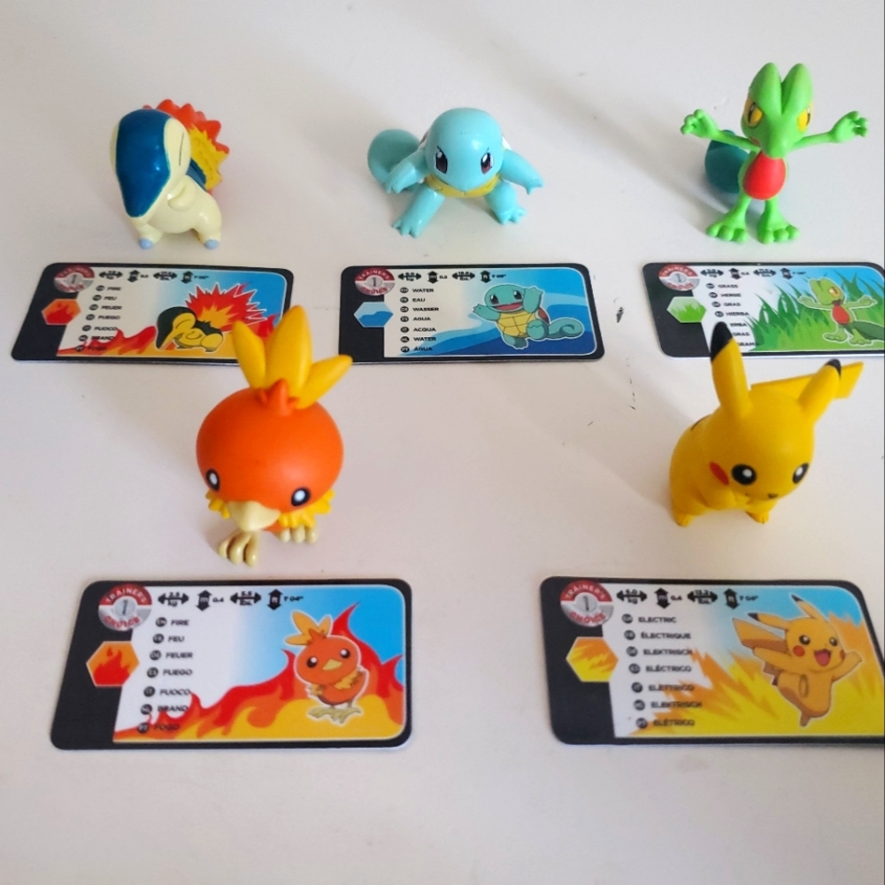 Miniature Pokemon Figures with Stat cards